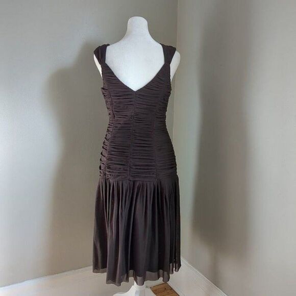 Vintage Sue Wong Mesh Dress Y2K Fairycore Drop Waist Brown Whimsygoth Size 6 - Picture 2 of 11